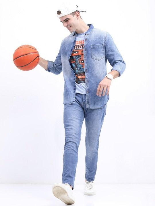 KETCH Men Slim Fit Faded Casual Shirt