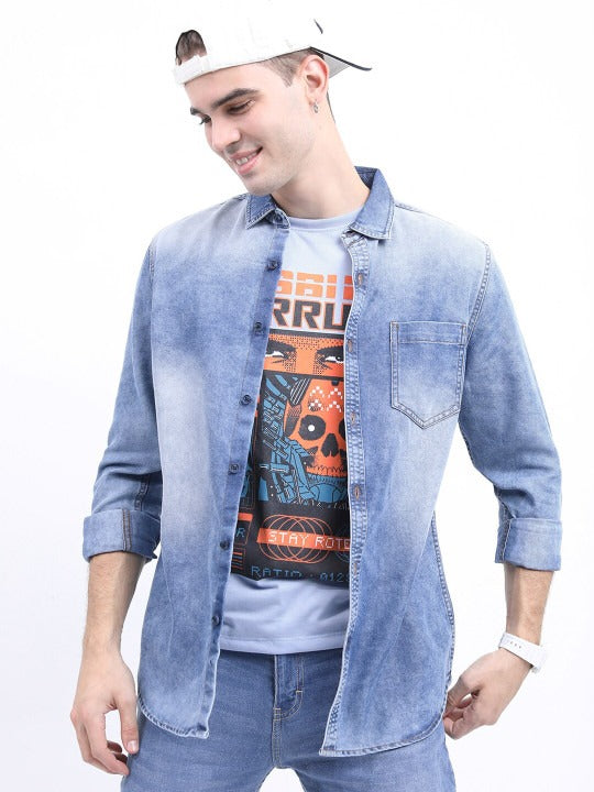 KETCH Men Slim Fit Faded Casual Shirt
