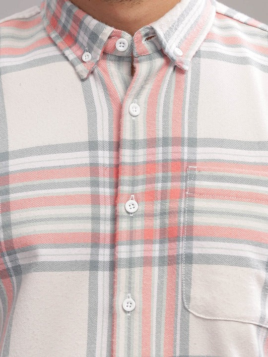 HERE&NOW Tartan Checks Printed Cotton Slim Fit Casual Shirt