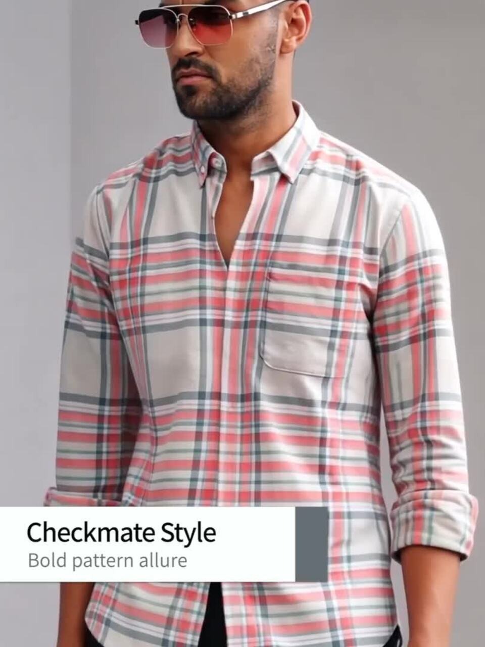 HERE&NOW Tartan Checks Printed Cotton Slim Fit Casual Shirt