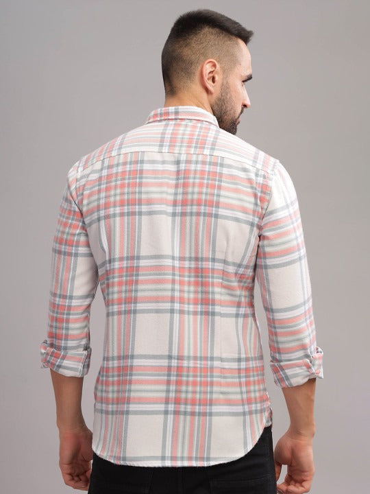 HERE&NOW Tartan Checks Printed Cotton Slim Fit Casual Shirt