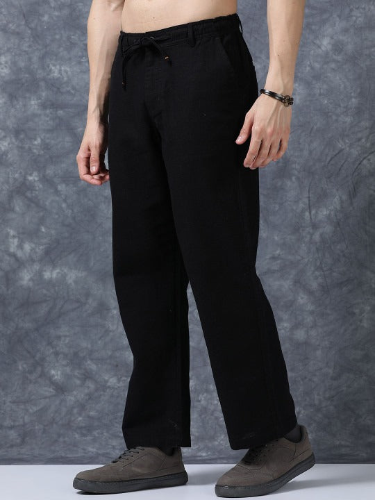 Roadster The Lifestyle Co Linen Relaxed-Fit Regular Trousers