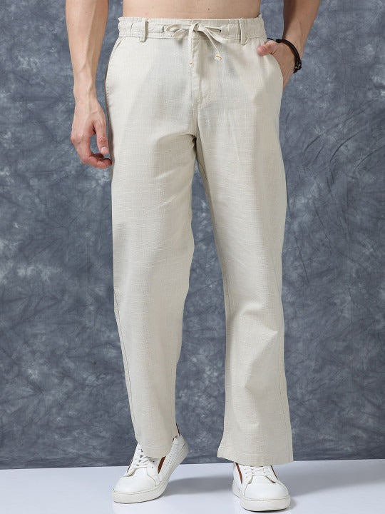 Roadster The Lifestyle Co Linen Relaxed-Fit Regular Trousers