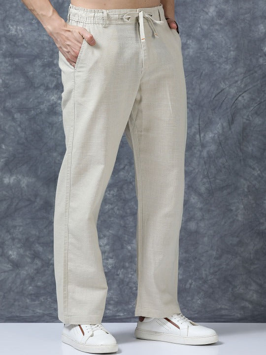 Roadster The Lifestyle Co Linen Relaxed-Fit Regular Trousers
