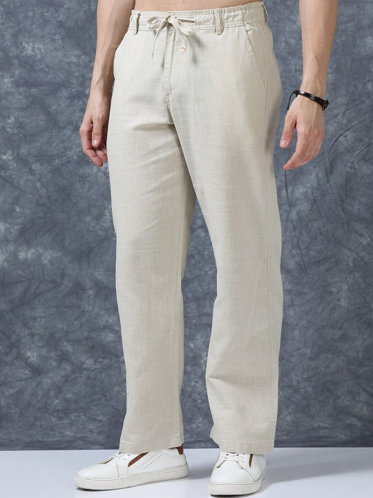 Roadster The Lifestyle Co Linen Relaxed-Fit Regular Trousers