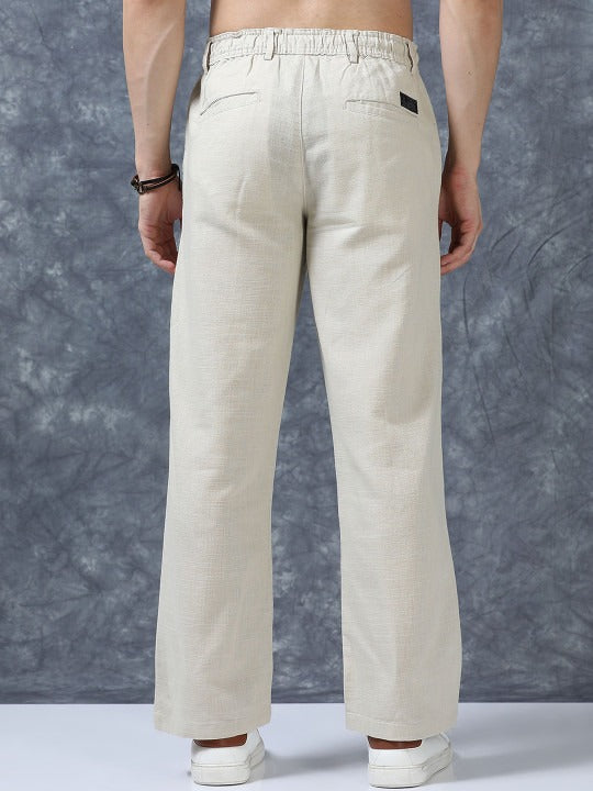 Roadster The Lifestyle Co Linen Relaxed-Fit Regular Trousers