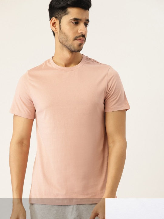 ETC Men Pack of 2 Solid Pure Cotton Lounge T-shirts