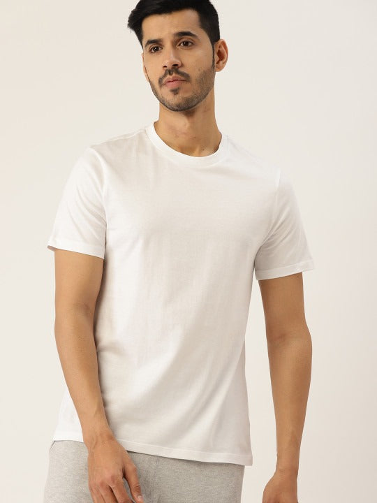 ETC Men Pack of 2 Solid Pure Cotton Lounge T-shirts