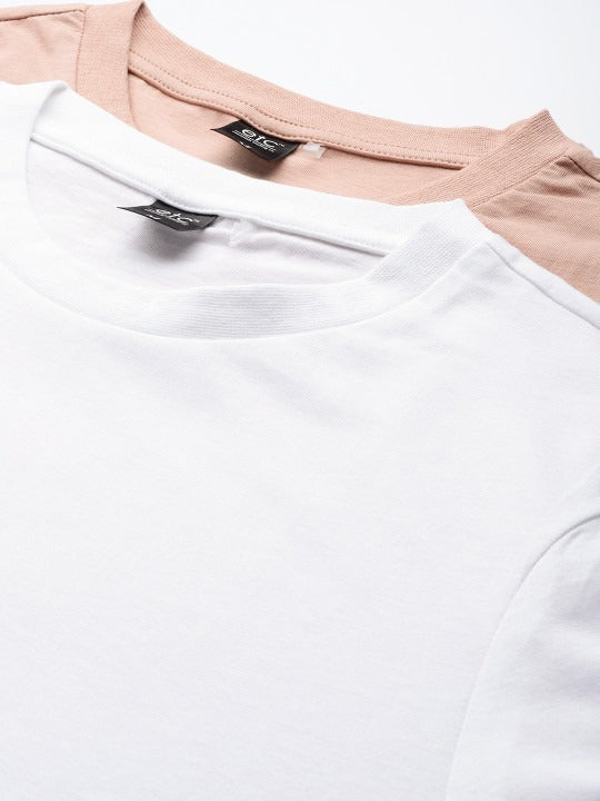 ETC Men Pack of 2 Solid Pure Cotton Lounge T-shirts